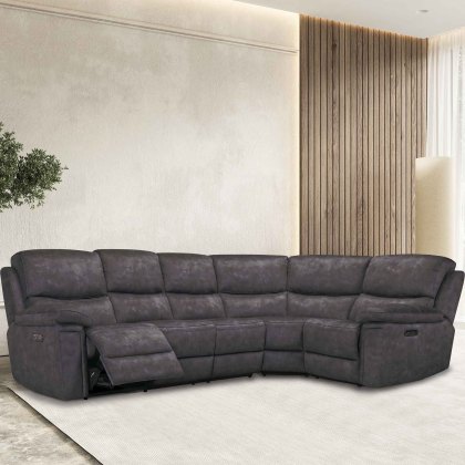 Toscana 5 Seater Electric Reclining Corner Sofa LHF Faux Suede Charcoal
