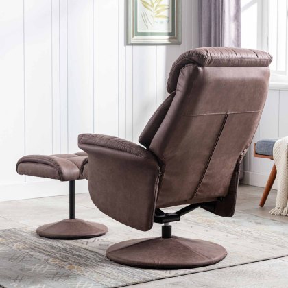Dingle Swivel Recliner & Footstool Suede Look Fabric Chestnut