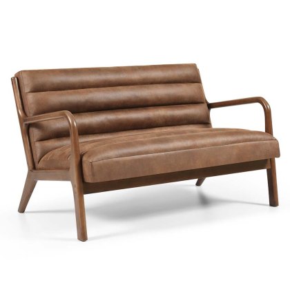 Inca 2 Seater Sofa Faux Leather Brown Inca 2 Seater Sofa Faux Leather Brown