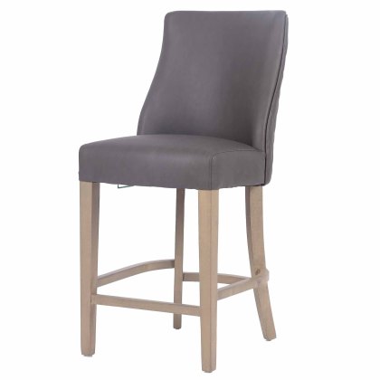Millie Low Bar Stool Faux Leather Brown Millie Low Bar Stool Faux Leather Brown