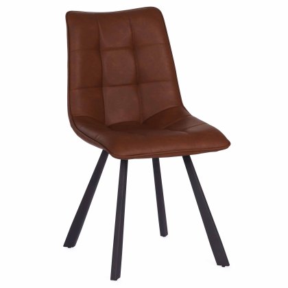 Lou Vintage Dining Chair Faux Leather Cognac Lou Vintage Dining Chair Faux Leather Cognac