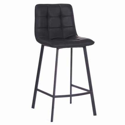 Lou Vintage Low Bar Stool Faux Leather Black Lou Vintage Low Bar Stool Faux Leather Black