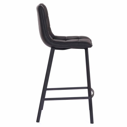 Lou Vintage Low Bar Stool Faux Leather Black