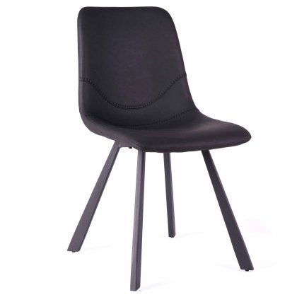 Bari Vintage Dining Chair Faux Leather Black Bari Vintage Dining Chair Faux Leather Black