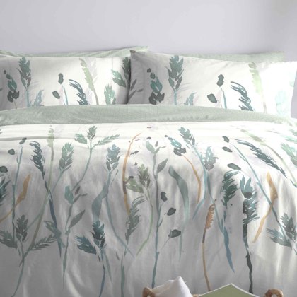 Prairie Reversible Duvet Cover Set Eau De Nil (Multiple Sizes)