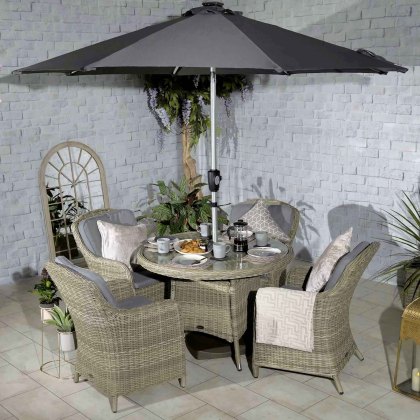 Wentworth 4 Person Round Outdoor Dining Set With Imperial Chairs Sand