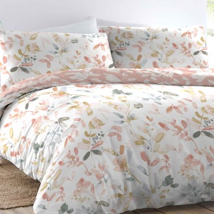 Saffron Reversible Duvet Cover Set Double Dusky Pink