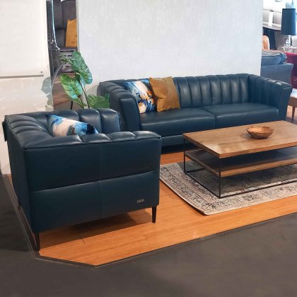 Matera 3 Seater Sofa Leather Category 15(S) Ultramarine