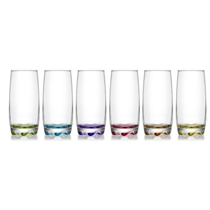 LAV Adora 12-Piece Multi Colored Bottom Drinking Glasses Set