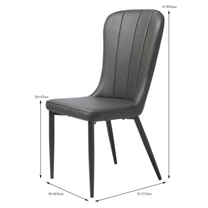 Hugo Dining Chair Faux Leather Dark Grey Hugo Dining Chair Faux Leather Dark Grey