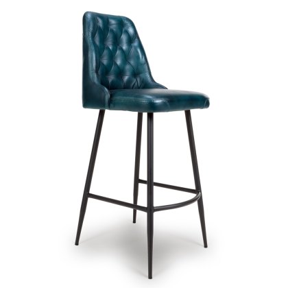 Bobby High Bar Stool Faux Leather Blue Bobby High Bar Stool Faux Leather Blue