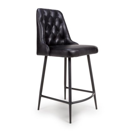 Bobby Low Bar Stool Faux Leather Black Bobby Low Bar Stool Faux Leather Black