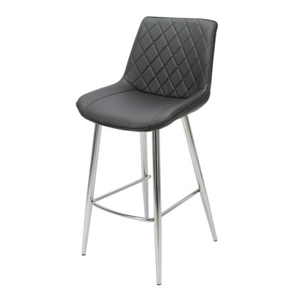 Sammy High Bar Stool Faux Leather Black With Chrome Legs Sammy High Bar Stool Faux Leather Black With Chrome Legs