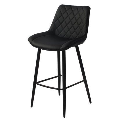Sammy High Bar Stool Faux Leather Black With Black Legs