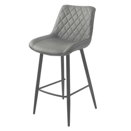 Sammy High Bar Stool Faux Leather Black With Black Legs
