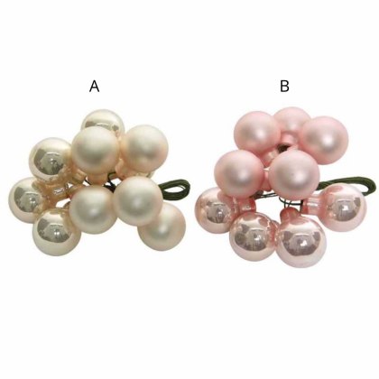 Glass Baubles On Wire Blush Pink Or Ivory 2cm (Choice of 2) Glass Baubles On Wire Blush Pink Or Ivory 2cm (Choice of 2)