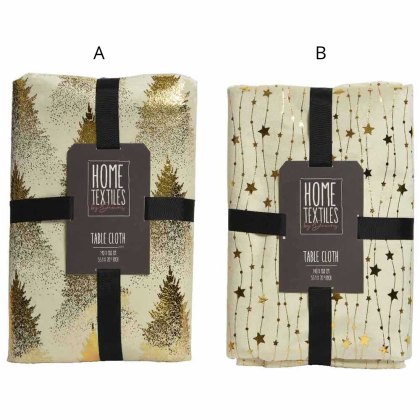 Tablecloth Cream With Gold Design 180cm x 140cm (Choice of 2) Tablecloth Cream With Gold Design 180cm x 140cm (Choice of 2)