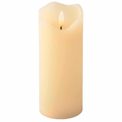 LED Wax Candle Wave Top Cream/Warm White 17cm