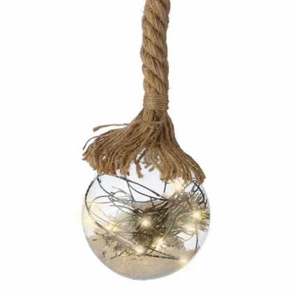 Micro Ball Light With Jute Rope 14cm Warm White