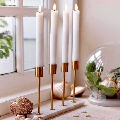 1 LED Wax Dinner Candle Wave Top White/Warm White 24.5cm