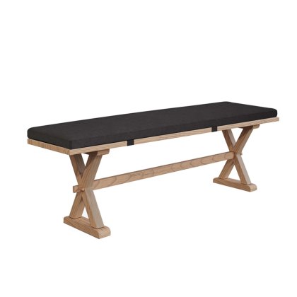 Valent 3 Person Dining Bench Oak With Fabric Seat Pad Dark Grey Valent 3 Person Dining Bench Oak With Fabric Seat Pad Dark Grey
