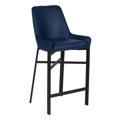 Calabria High Bar Stool Faux Leather Blue Calabria High Bar Stool Faux Leather Blue