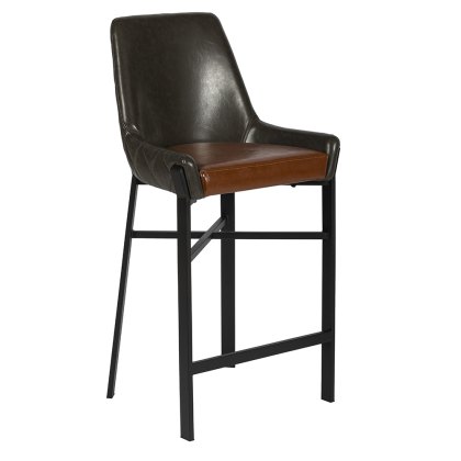 Calabria High Bar Stool Faux Leather Grey & Tan Calabria High Bar Stool Faux Leather Grey & Tan