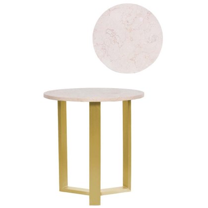 Lucia Side/Lamp Table With Marble Top Cream