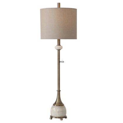 Natania Buffet Table Lamp Brass Base with Beige Shade