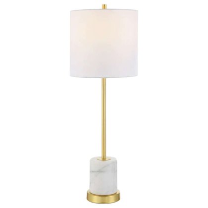 Turret Buffet Table Lamp White Base & Shade Turret Buffet Table Lamp White Base & Shade