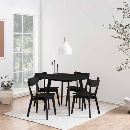 Roxby 4 Person Round Dining Table Oak Black Roxby 4 Person Round Dining Table Oak Black