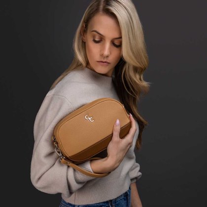 Two Tone Tan & Brown Cross Body Bag