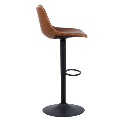 Oregan High/Low Gas Lift Bar Stool Faux Leather Brandy