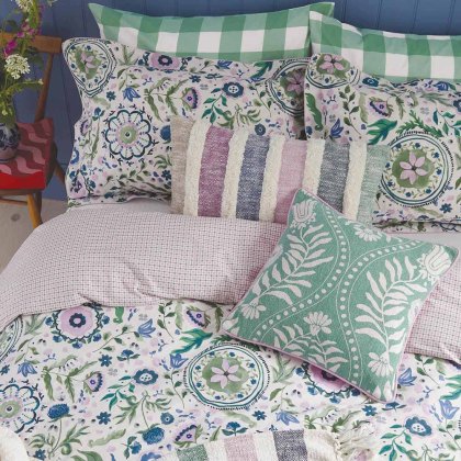 Festival Flowers Reversible Super King Duvet Cover Set Green