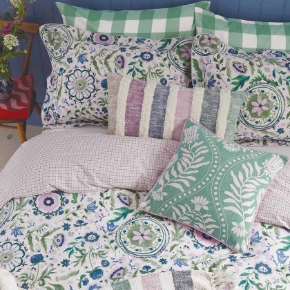 Festival Flowers Reversible Duvet Cover Set Green (Multiple Sizes)