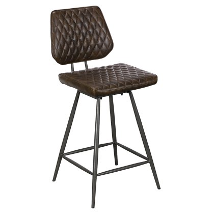 Samuel Low Bar Stool Faux Leather Brown Samuel Low Bar Stool Faux Leather Brown