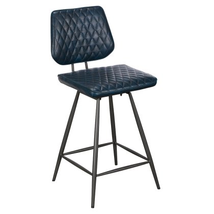 Samuel Low Bar Stool Faux Leather Blue Samuel Low Bar Stool Faux Leather Blue