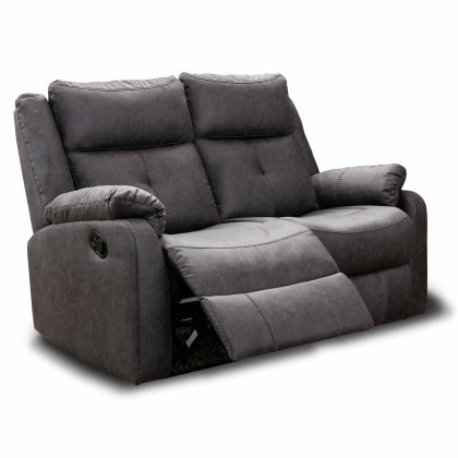 Velino 2 Seater Manual Reclining Sofa Faux Suede Anchor Grey