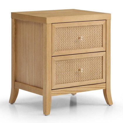 Elyse 2 Drawer Bedside Locker Rattan Ash