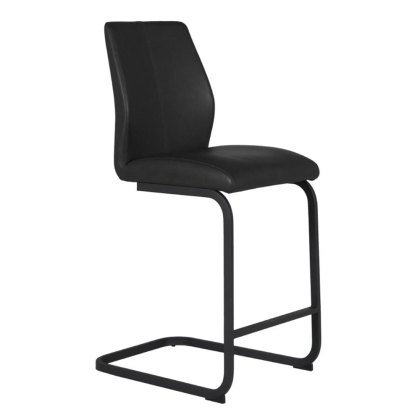 Allie Low Barstool Faux Leather Black Allie Low Barstool Faux Leather Black