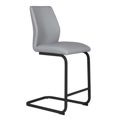 Allie Low Barstool Faux Leather Grey Allie Low Barstool Faux Leather Grey