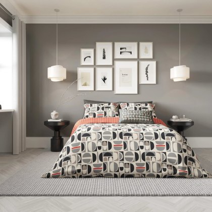 Voss Duvet Cover Set Scarlet & Neutral (Multiple Sizes)