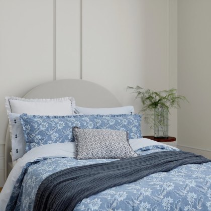 Miya Reversible Double Duvet Cover Set Chambray Blue