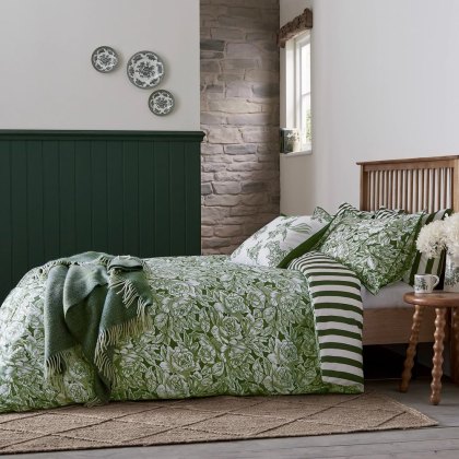 Hibiscus Duvet Cover Set Green (Multiple Sizes)