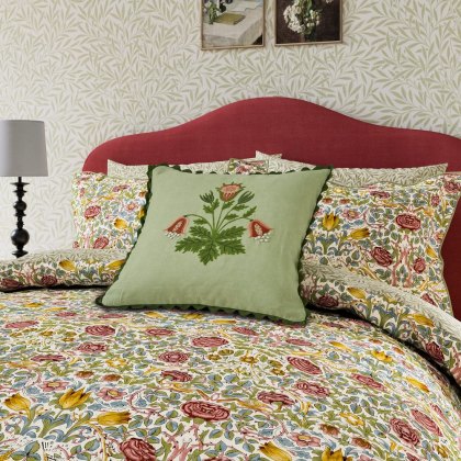 Rose Reversible Double Duvet Cover Set Bough's Green & Rose