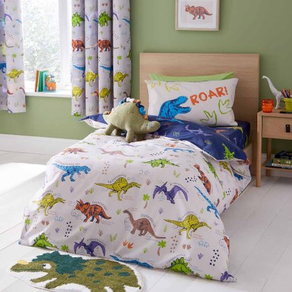 Prehistoric Dinosaur Duvet Cover Set Natural/Blue (Multiple Sizes) Prehistoric Dinosaur Duvet Cover Set Natural/Blue (Multiple Sizes)