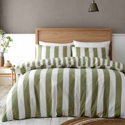 Cove Stripe Duvet Cover Set Green (Multiple Sizes) Cove Stripe Duvet Cover Set Green (Multiple Sizes)