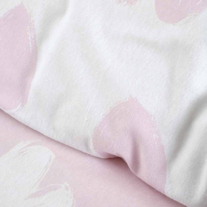 Hearts Brushed Cotton Reversible Single Duvet Cover Set Pink & White