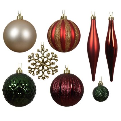 Shatterproof Bauble (Set of 46) 8cm (Multiple Colours)