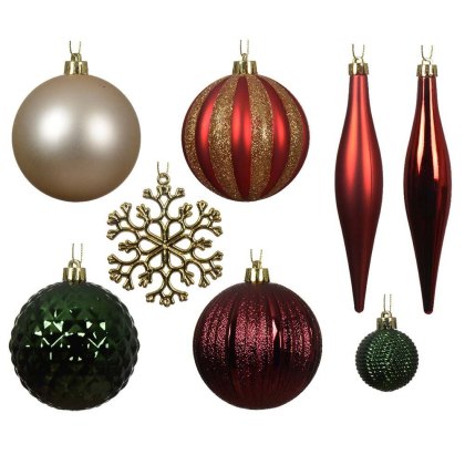 Baubles Multi-Coloured In Box Red 8cm (Set of 46) Baubles Multi-Coloured In Box Red 8cm (Set of 46)